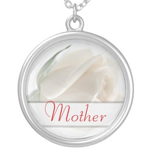 Mother's Day White Rose - Pendant Necklace zazzle_necklace
