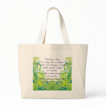 Mother's day  wishes green yellow canvas bag