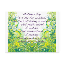 Mother's day  wishes green yellow postcard