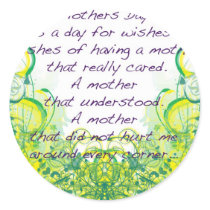 Mother's day  wishes green yellow round sticker