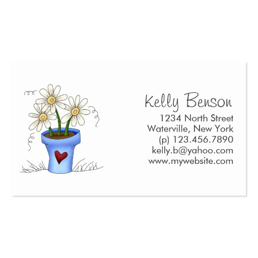 Mother's Flowers · Blue Flower Pot Business Card Template