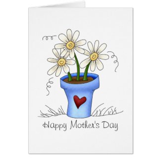 Mother's Flowers · Blue Flower Pot Card