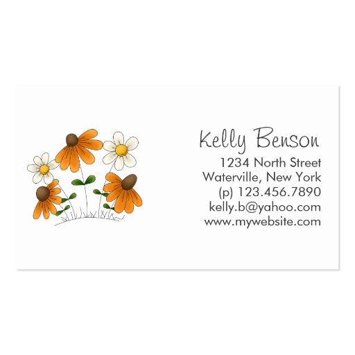 Mother's Flowers · Orange & White Daisies Business Card Template (front side)