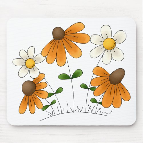 Mother's Flowers · Orange & White Daisies Mouse Pads