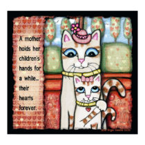 Mother's Heart Cat Art Poster posters by jamiecreates1 Mother's Heart Cat Art Poster posters
