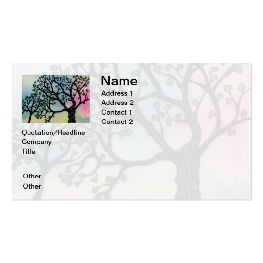 Mother's Love - Trees on Vellum and Watercolor Business Cards (front side)