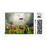 Moths & Tulips Postage Stamp