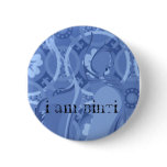 motif in blue, I AM BINTI buttons