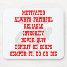 Motivated, Always Faithful, Reliable, Integrity, N Mouse Pads