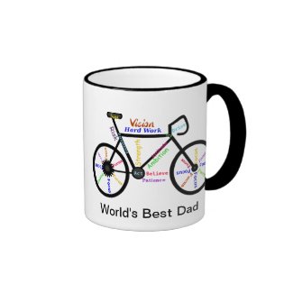 Motivational Words Bike, Cycle Best Dad Ringer Coffee Mug