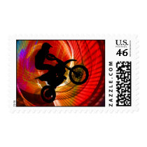 Motocross Light Streaks in a Windtunnel Postage Stamps