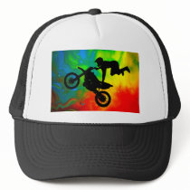 Motocrossing in a Solar Flare Up Trucker Hat