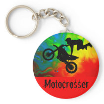 Motocrossing in a Solar Flare Up Key Chain