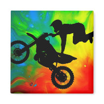 Motocrossing in a Solar Flare Up Fridge Magnet
