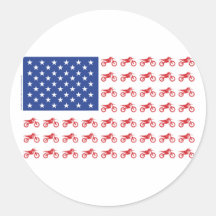 Motor-Cycle-Flag-Moto-Cross Round Sticker