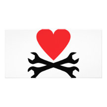 motor mechanic heart icon photo card template