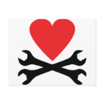 motor mechanic heart icon postcards