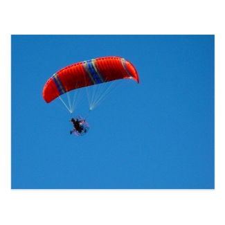Motor Paraglider on Blue Sky Postcard