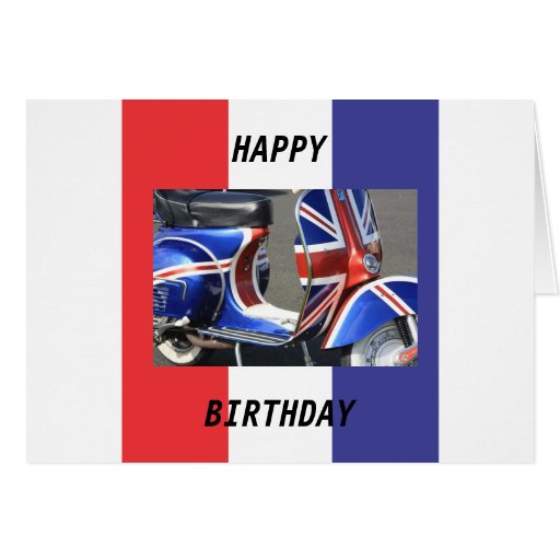 Motor Scooter Union Jack Design Card