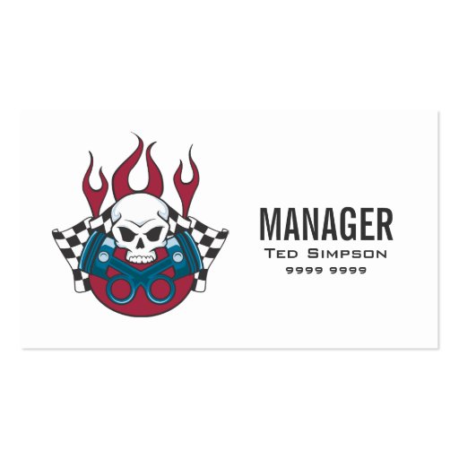 Motor Sports Car Racing Team Manager Business Card (front side)