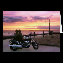 Motorbike Lovers at Sunset cards