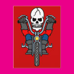 Motorcycle and skull post card