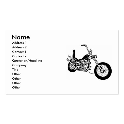 Motorcycle Chopper Business Cards (front side)