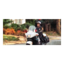 Motorcycle Cop on Patrol Rack Card Design