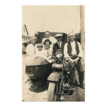 motorcycle family and sidecar posters