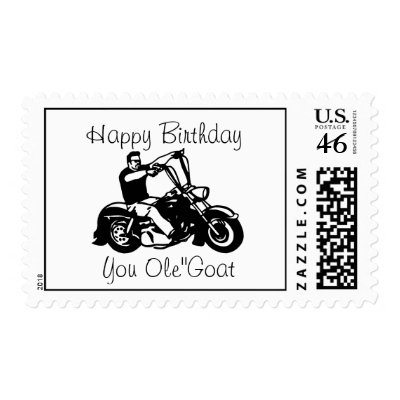 Motorcycle - Happy Birthday-You Ole'Goat Stamps by atouchofelegance