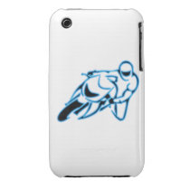 Motorcycle Logo Black with Neon Blue Lines iPhone 3 Cover