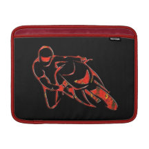 Motorcycle Logo Leaning Into Curve Red Streaks Sleeves For MacBook Air