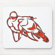 Motorcycle Logo Leaning Into Curve Red Streaks Mousepad