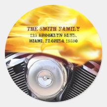 Motorcycle Motor Address Labels Round Sticker