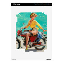 Motorcycle Pinup Girl - Retro Pinup Art iPad 3 Decals