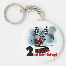 Motorcycle Racing 2nd Birthday Tshirts and Gifts Key Chains