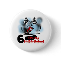 Motorcycle Racing 6th Birthday Button