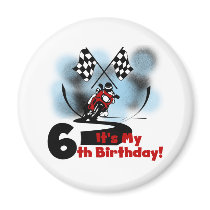 Motorcycle Racing 6th Birthday Magnets