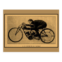 Motorcycle racing history GH Curtiss on his Double Postcards