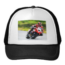 Motorcycle Red Racer Trucker Hats