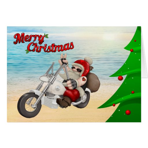 Motorcycle Santa Christmas Card Zazzle
