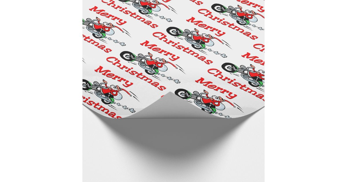 Motorcycle Santa Wrapping Paper Zazzle