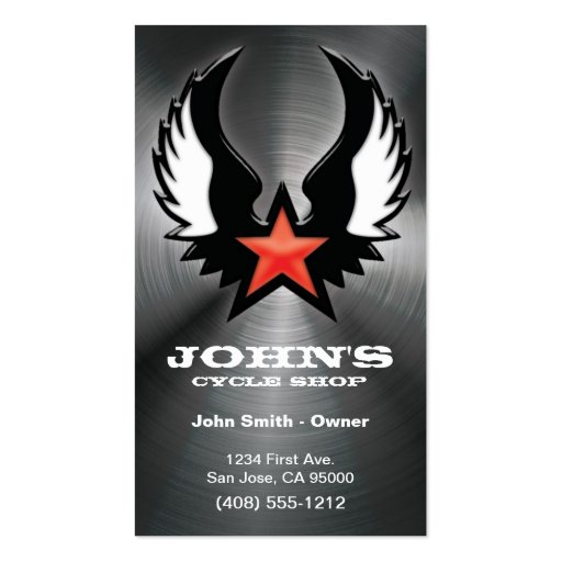 Motorcycle, Truck, or Auto Shop Business Card (front side)