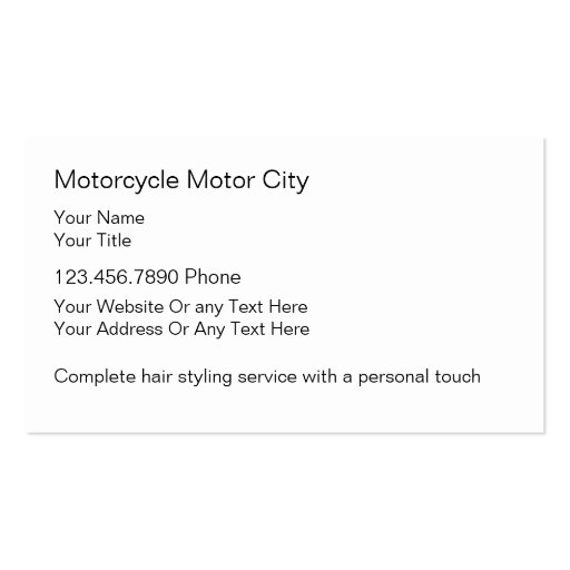 Motorcycles Business Cards (back side)