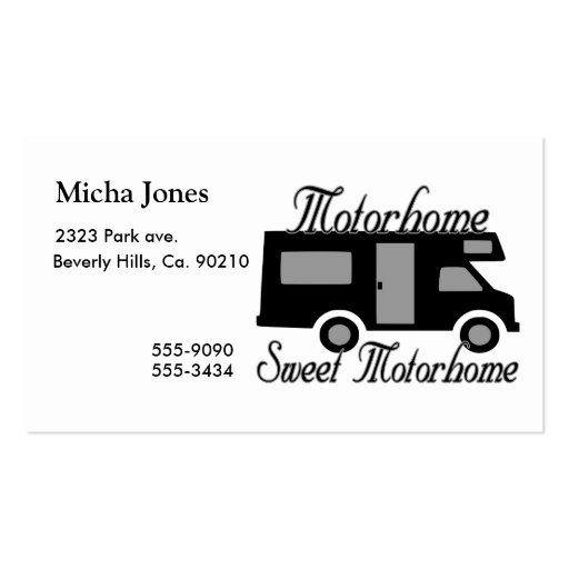 Motorhome Sweet Motorhome RV Business Card (front side)