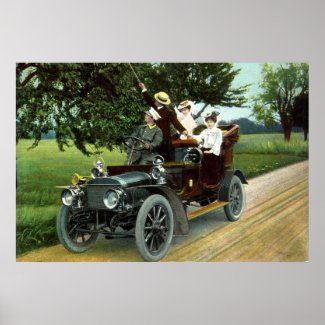 Motoring in 1910 Vintage print