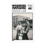 motorycle guy 2 girls postage stamp