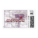 Motown Map - red and eggplant Postage Stamps