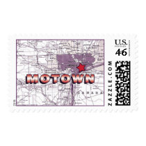 Motown Map - red and eggplant stamps