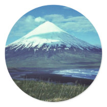 Mount Cleveland Volcano,Islands of Four Mountains, Round Stickers